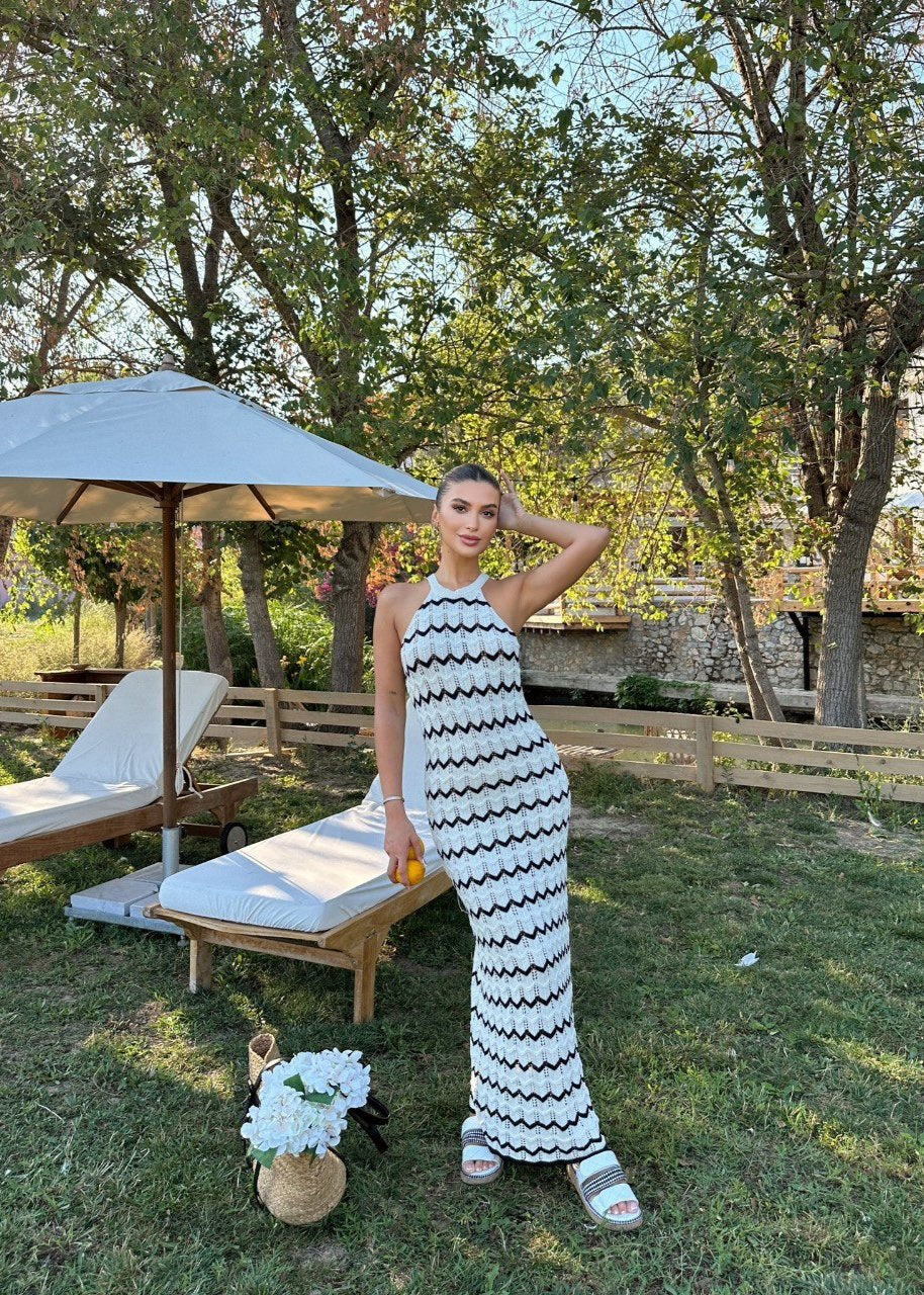 Vestido cuello halter blanco