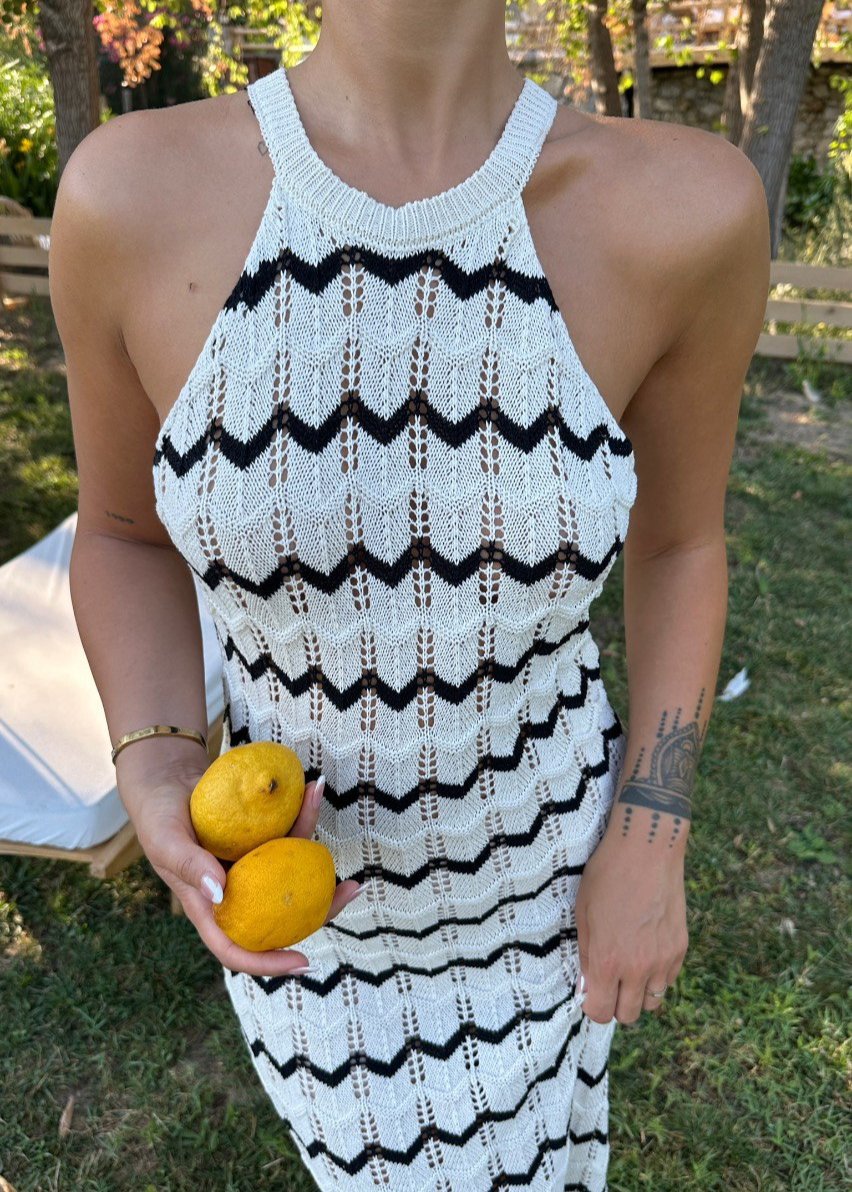 Vestido cuello halter blanco