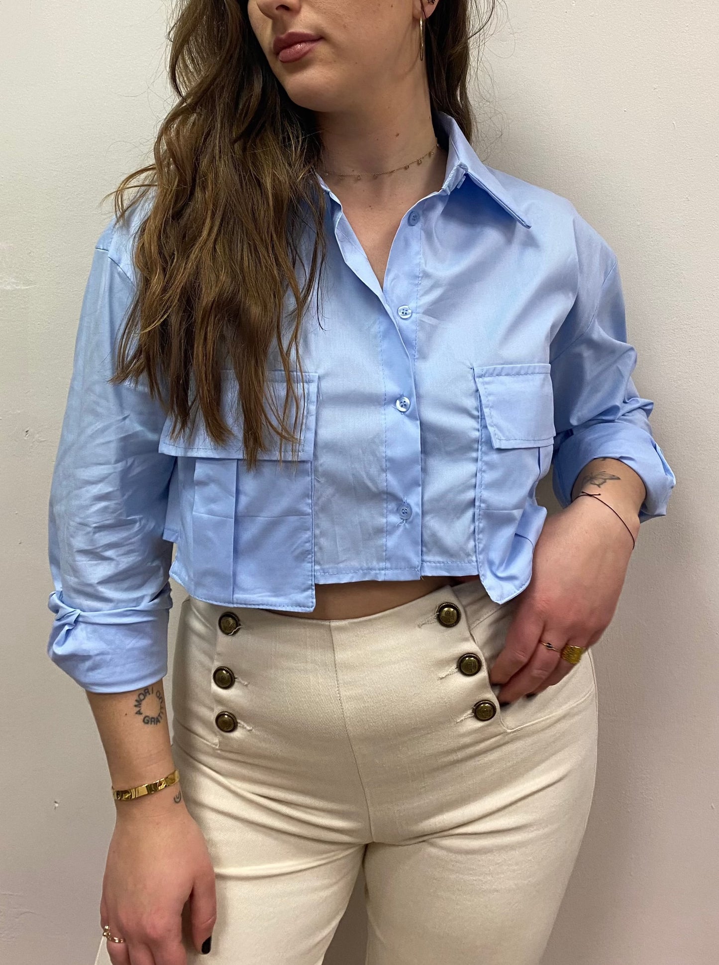 Pantalón crema botones