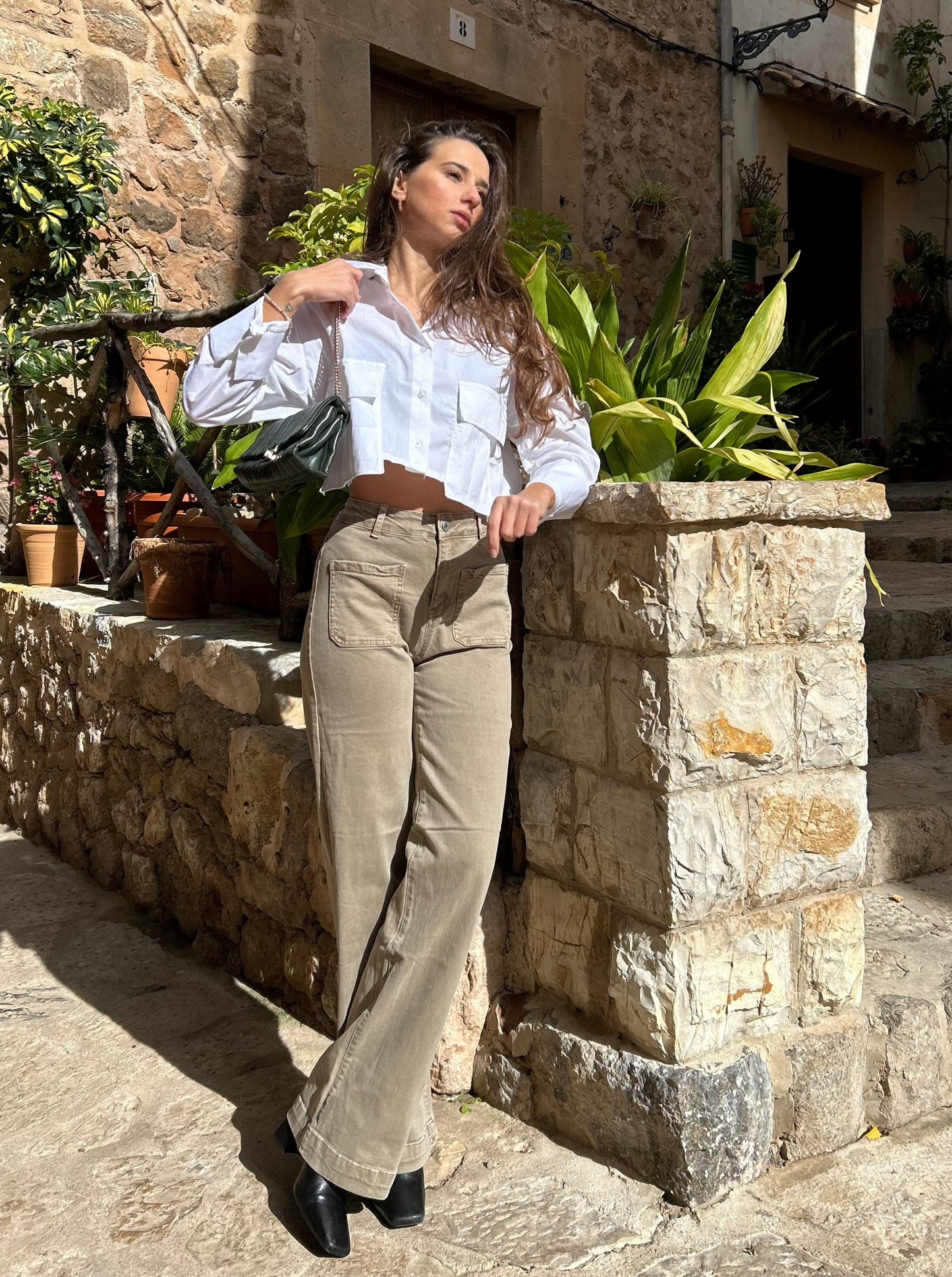 Camisa cropped oversize