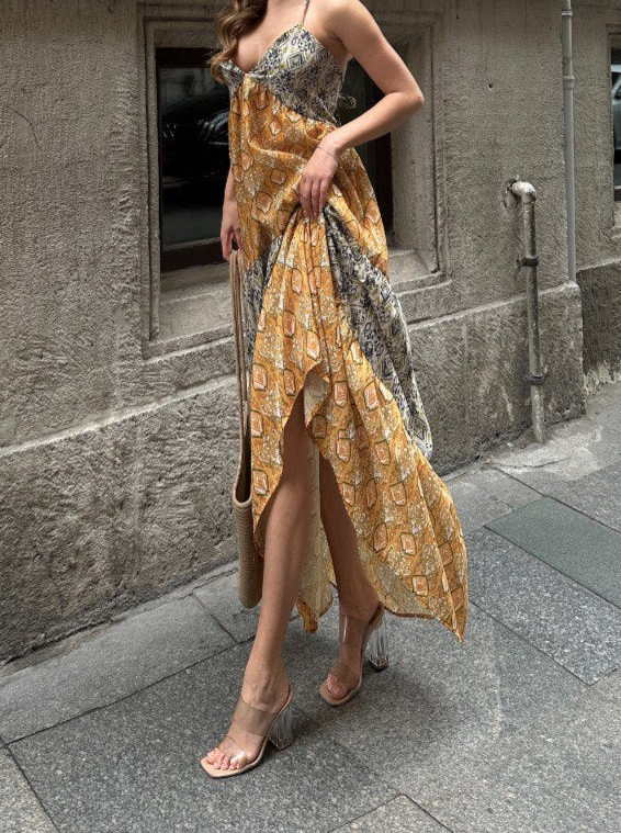 Vestido largo estampado