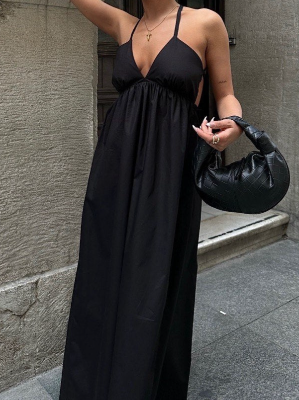 Vestido negro espalda cruzada