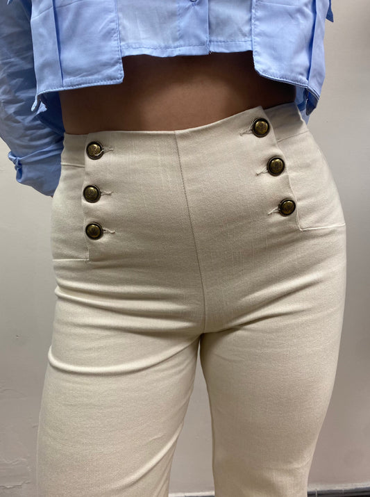 Pantalón crema botones